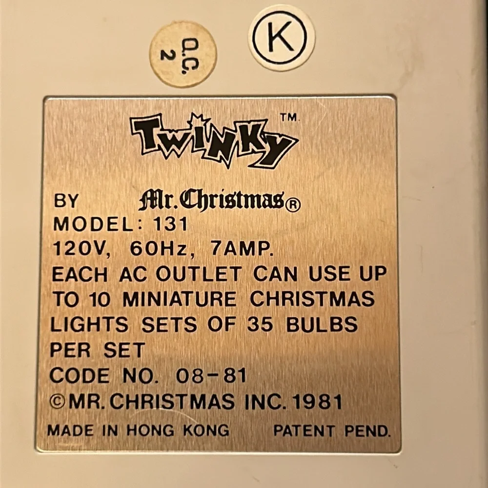 Vintage 80s Twinky by Mr Christmas Model 131